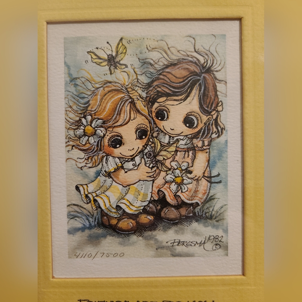 RARE 1982 Jody Bergsma 'Sisters Are Forever' framed Lithograph!